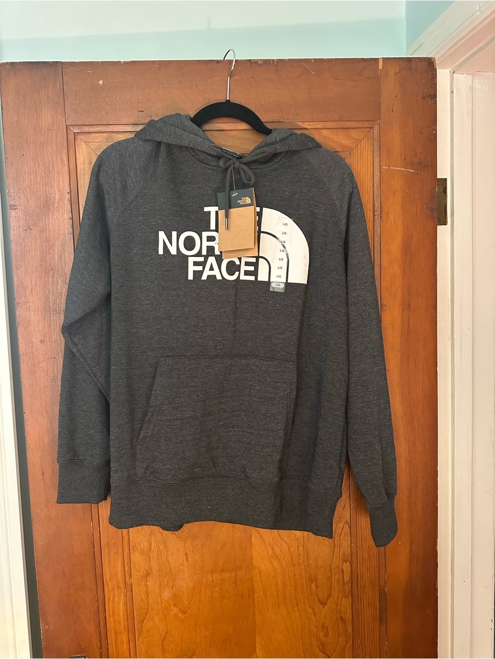 The North Face Men's Charcoal Gray Pullover Hoodie with White Logo